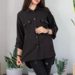 شومیز مشکی دخترانه قد پشت بلندتر