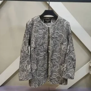 کت لنین سوزن دوزی اسلیمی کلاسیک یقه گرد فری سایز