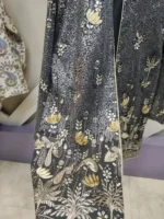 جزییات کت حریر هندی سوزن‌دوزی شده طوسی، فری سایز