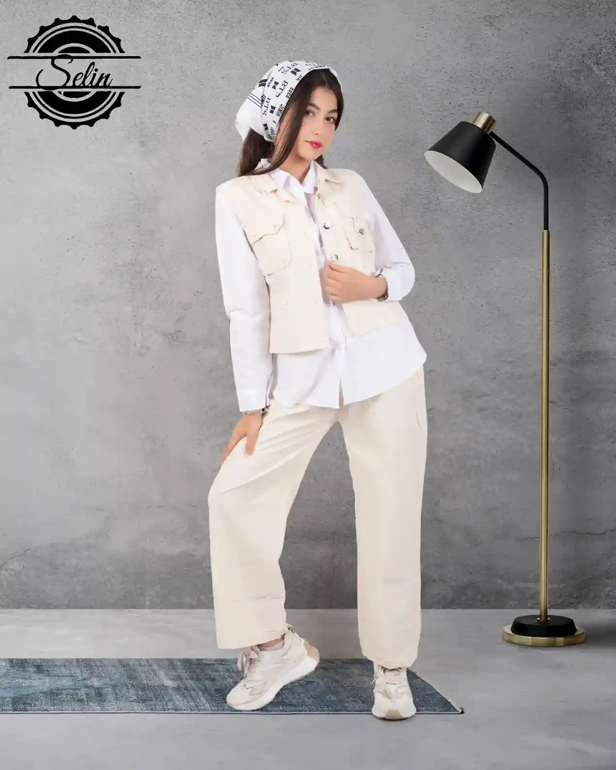 شومیز شلوار سه تیکه کتان دخترانه