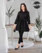 مانتو سینه چین کرسپو دخترانه مشکی