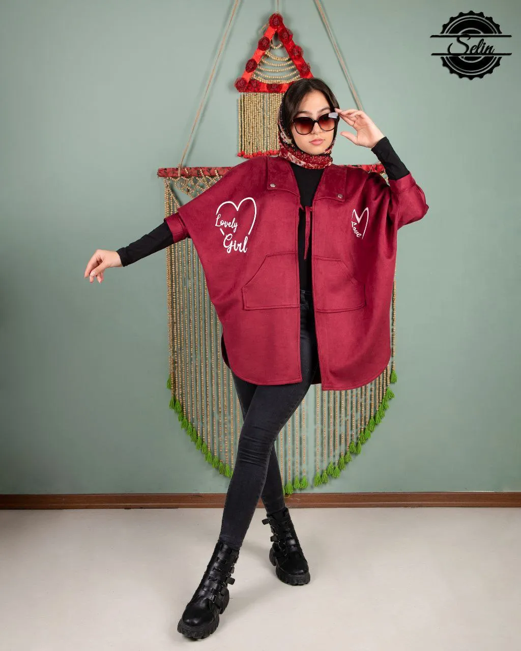 شنل قرمز قلبی دخترانه سوییت غواصی