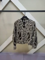 کت کراپ سوزن دوزی مشکی طرح ترمه فری سایز