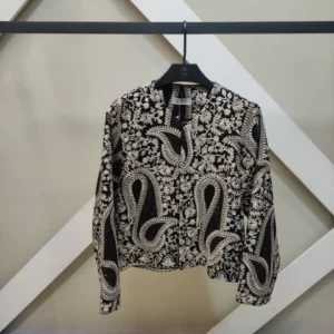 کت کراپ سوزن دوزی مشکی طرح ترمه فری سایز