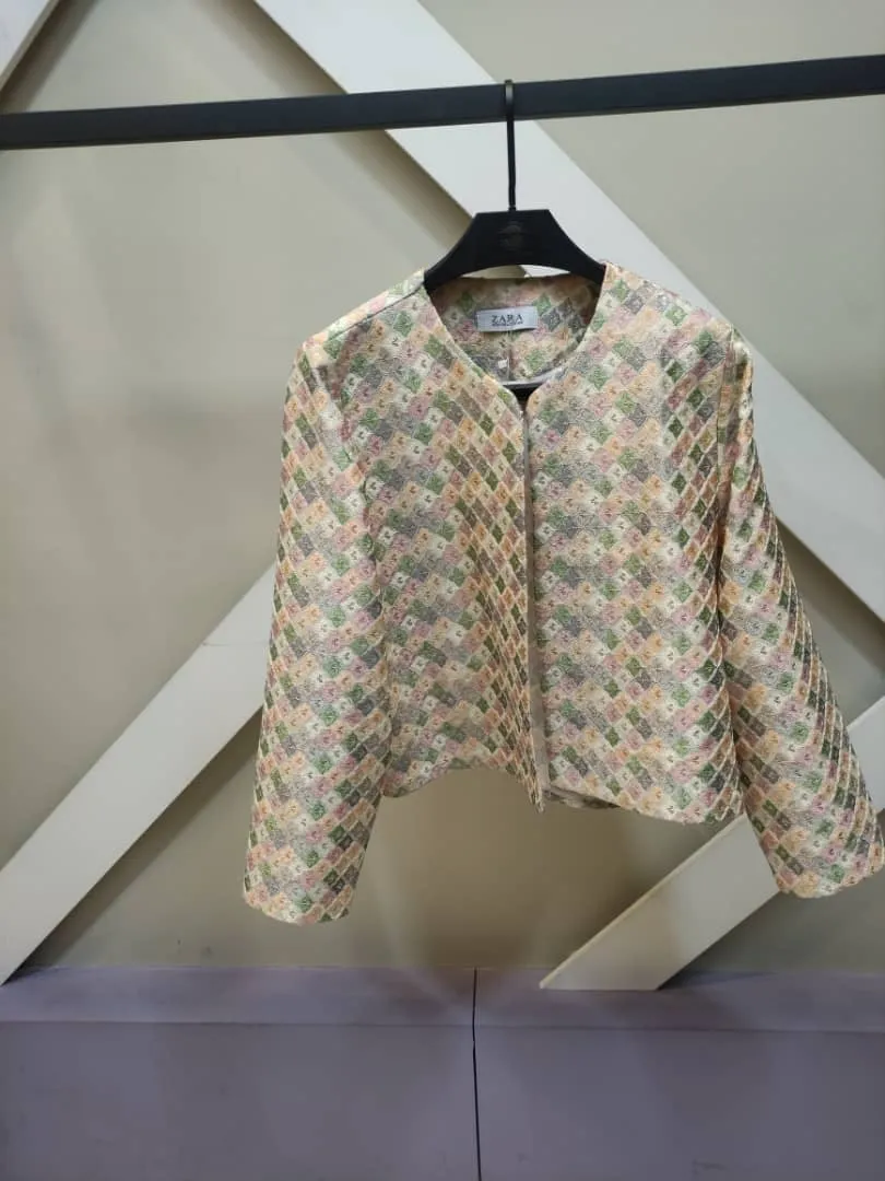 کت کراپ سوزن دوزی فری سایز طرح لوزی کت کراپ سوزن دوزی فری سایز طرح لوزی