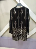 مانتو حریر سوزن دوزی مشکی کد 032 - Image 2