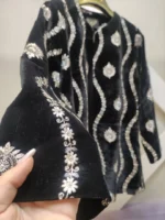 کت مخمل مشکی با سوزن دوزی طلایی کد 042 - Image 3