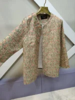 کت گلدار سوزن دوزی کرم صورتی کد 037 - Image 2