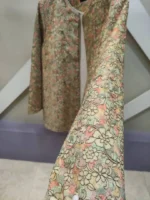 کت گلدار سوزن دوزی کرم صورتی کد 037 - Image 4