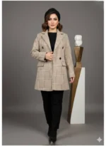 پالتوی فوتر آستردار جلو دکمه کرم رنگ دارای سه سایز