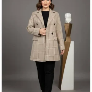 پالتوی فوتر آستردار جلو دکمه کرم رنگ دارای سه سایز