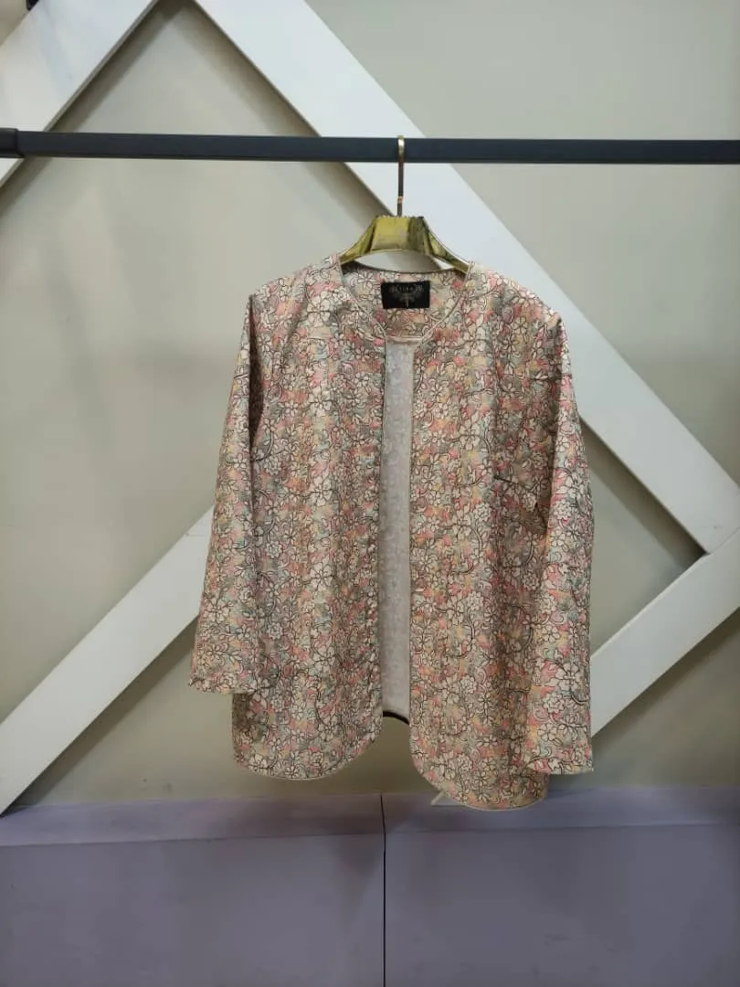 floral-embroidered-jacket کت گلدار سوزن دوزی صورتی کد 036 - Image 1