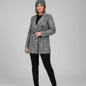 پالتوی فوتر آستردار جلو دکمه خاکستری سایز 42 تا 52