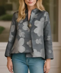 کت ژاکارد گلدار جدید با لبه نا متقارن