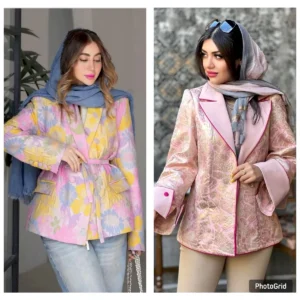 مانتو ژاکارد صورتی پاستلی