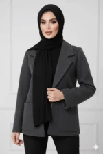 پالتو فوتر مشکی آستردار ساده دو سایزی