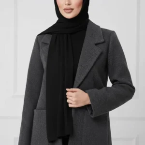 پالتو فوتر مشکی آستردار ساده دو سایزی
