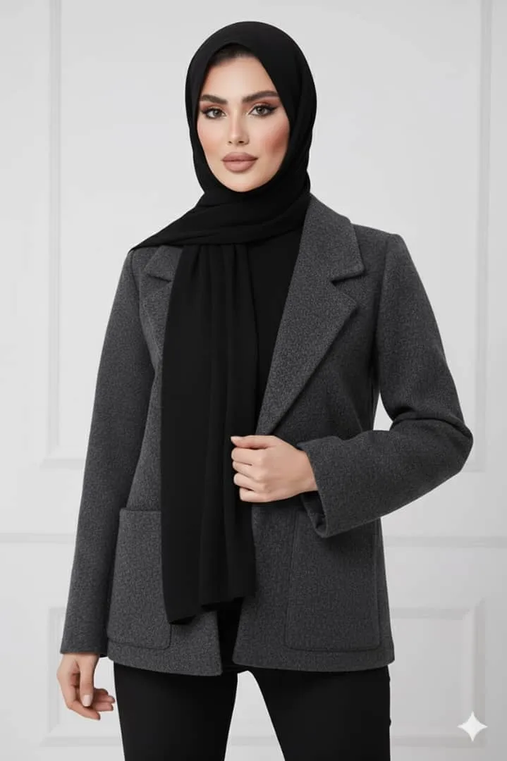 پالتو فوتر مشکی آستردار ساده دو سایزی