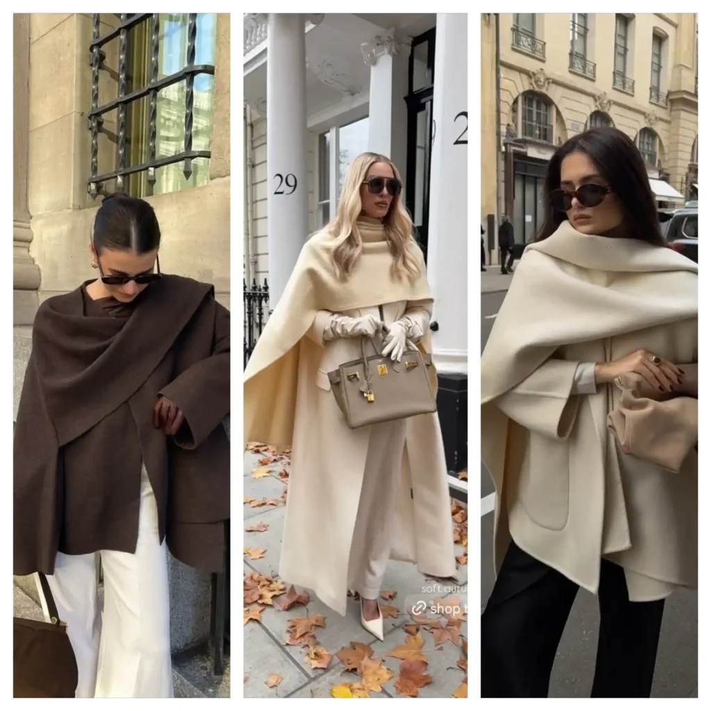 مدل پالتو شنلی کیپ شال دار زنانه