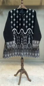 مانتو مجلسی سایز بزرگ مشکی کارشده