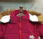 کلاه و خز کاپشن دخترانه قرمز زمستانی با آستر