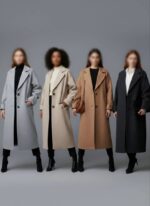 پالتو فوتر آستردار زنانه با یقه انگلیسی در چهار رنگ طوسی، کرم، مشکی و قهوه‌ای