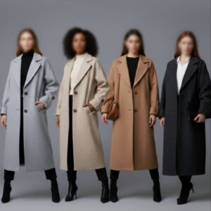 پالتو فوتر آستردار زنانه با یقه انگلیسی در چهار رنگ طوسی، کرم، مشکی و قهوه‌ای