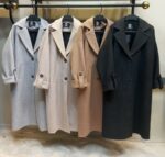 رنگبندی پالتو فوتر آستردار زنانه با یقه انگلیسی در چهار رنگ طوسی، کرم، مشکی و قهوه‌ای
