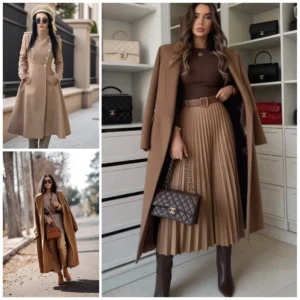 انواع مدل پالتو زنانه بلند فوتر شتری در استایل های مختلف