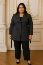 پالتو فوتر زنانه سایز بزرگ دو سایزی در رنگ مشکی و طوسی، مناسب فصل زمستان