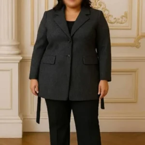 پالتو فوتر زنانه سایز بزرگ دو سایزی در رنگ مشکی و طوسی، مناسب فصل زمستان