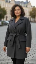 تنخور پالتو فوتر زنانه سایز بزرگ دو سایزی در رنگ مشکی و طوسی، مناسب فصل زمستان