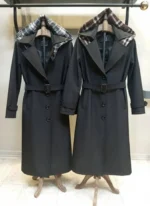 رنگبندی بارانی آستردار زنانه با پارچه سانتانا و کلاه چهارخانه پشمی قابل جدا شدن