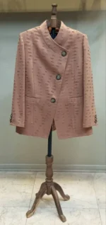 مانتو کتی زنانه گلبهی چهار فصل فری سایز با یقه کج و لایی پرشین