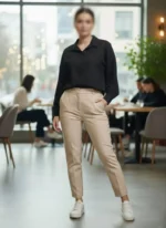 شومیز مشکی زنانه مدل بیسیک پشت‌بلند فری‌سایز