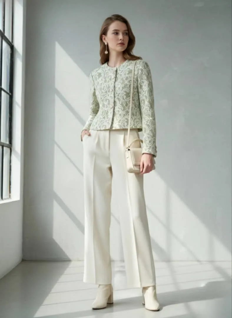 تنخور کراپ کت فوتر زنانه یقه گرد رنگ سبز