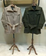 رنگبندی پالتو کتان سبز و کرم