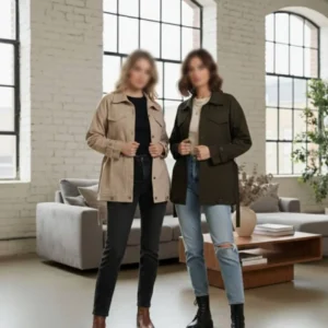 پالتو زنانه کتان کوتاه مناسب تا سایز 48