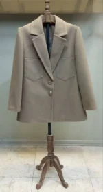 کت فوتر زنانه پاییزی رنگ کرم استر دار