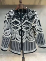 مدل مانتو کتی سوزن دوزی مجلسی مشکی با سوزن دوزی سفید