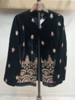 کت سوزن دوزی مخمل مشکی با طرح سنتی