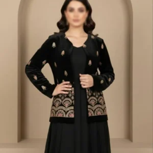 تنخور کت مخمل سوزن دوزی مشکی با طرح سنتی