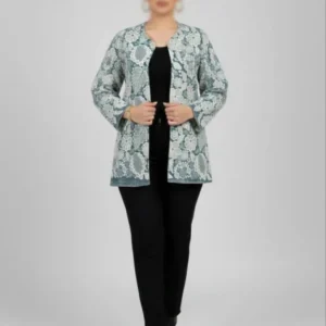 کت سوزن دوزی آبی با طرح برگ