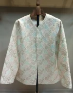 مدل کت سوزن دوزی کرم با طرح ابی