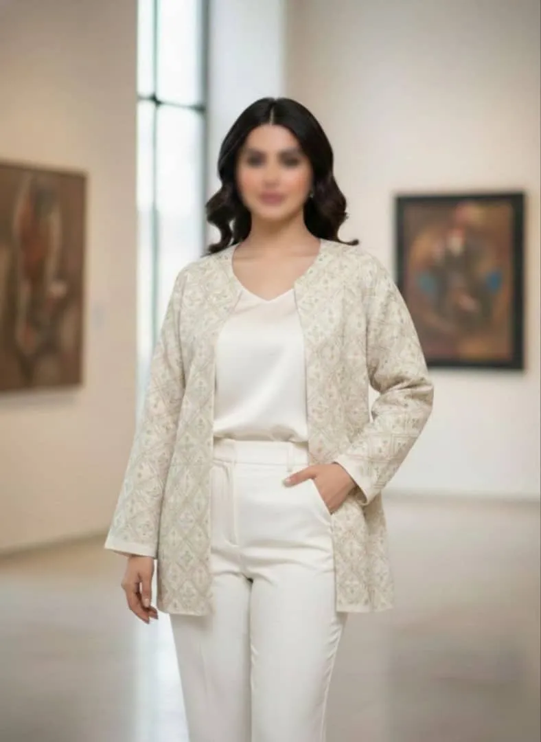 مانتو کتی سوزن دوزی طرح لوزی رنگی