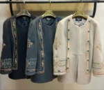 رنگبندی پالتو فوتر گلدوزی در سه رنگ طوسی مشکی و کرم