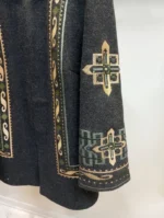 آستین پالتو فوتر گلدوزی طوسی