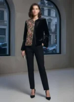 مدل تنخور کت کراپ مخمل دوزی گلدار نواردوزی