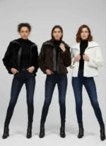 تنخور پالتو پوست کوتاه یقه چرمی