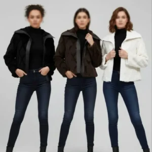 تنخور پالتو پوست کوتاه یقه چرمی